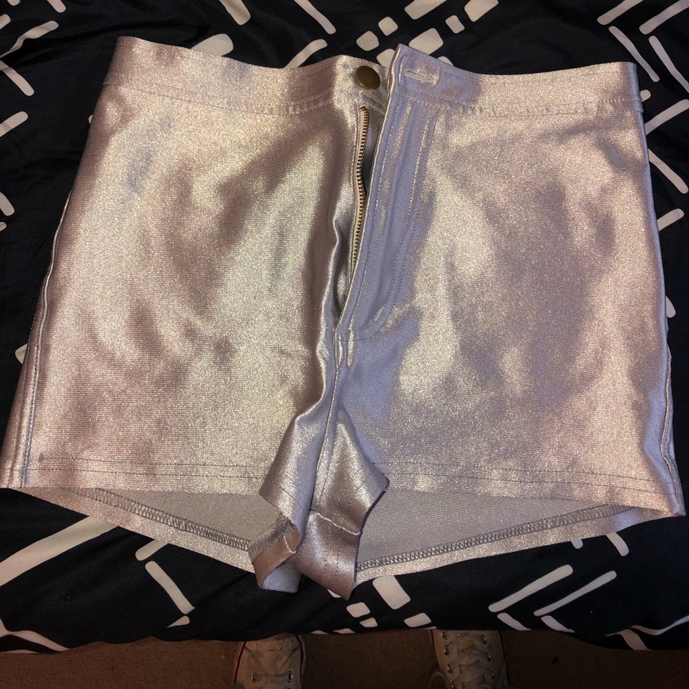American apparel silver disco shorts !